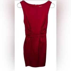 Cache Sleeveless Ruby Red Ruched Sheath Dress - Sz 2